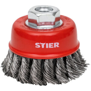 Brosse boisseau STIER en acier torsadé avec fixation M14