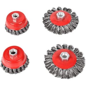 Brosse conique FLYDOSI en acier au carbone, fils torsadés et filetage M14