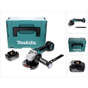 Meuleuse Makita DGA 506 avec batterie, poignée auxiliaire et coffret MAKPAC