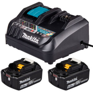 Pack Makita BL1860B avec deux batteries 18 V et chargeur DC18RE