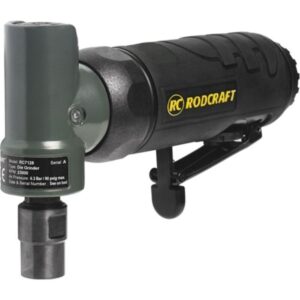 Vue de la meuleuse pneumatique RODCRAFT RC 7128 avec pince de serrage
